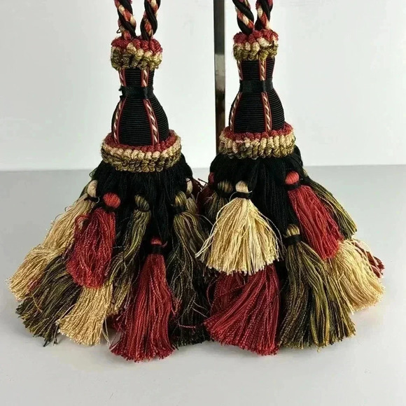 DraperyTASSELS tie backs tie backs for sale black burgundy moss green golden rod - Picture 2 of 4